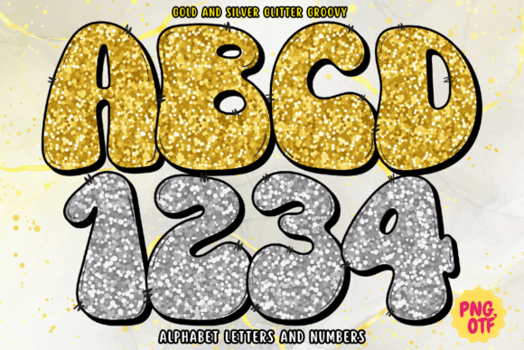 Gold and Silver Glitter Groovy: A Sparkling Retro Typeface