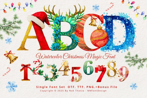 Watercolor Christmas Magic: A Typeface for Festive Design